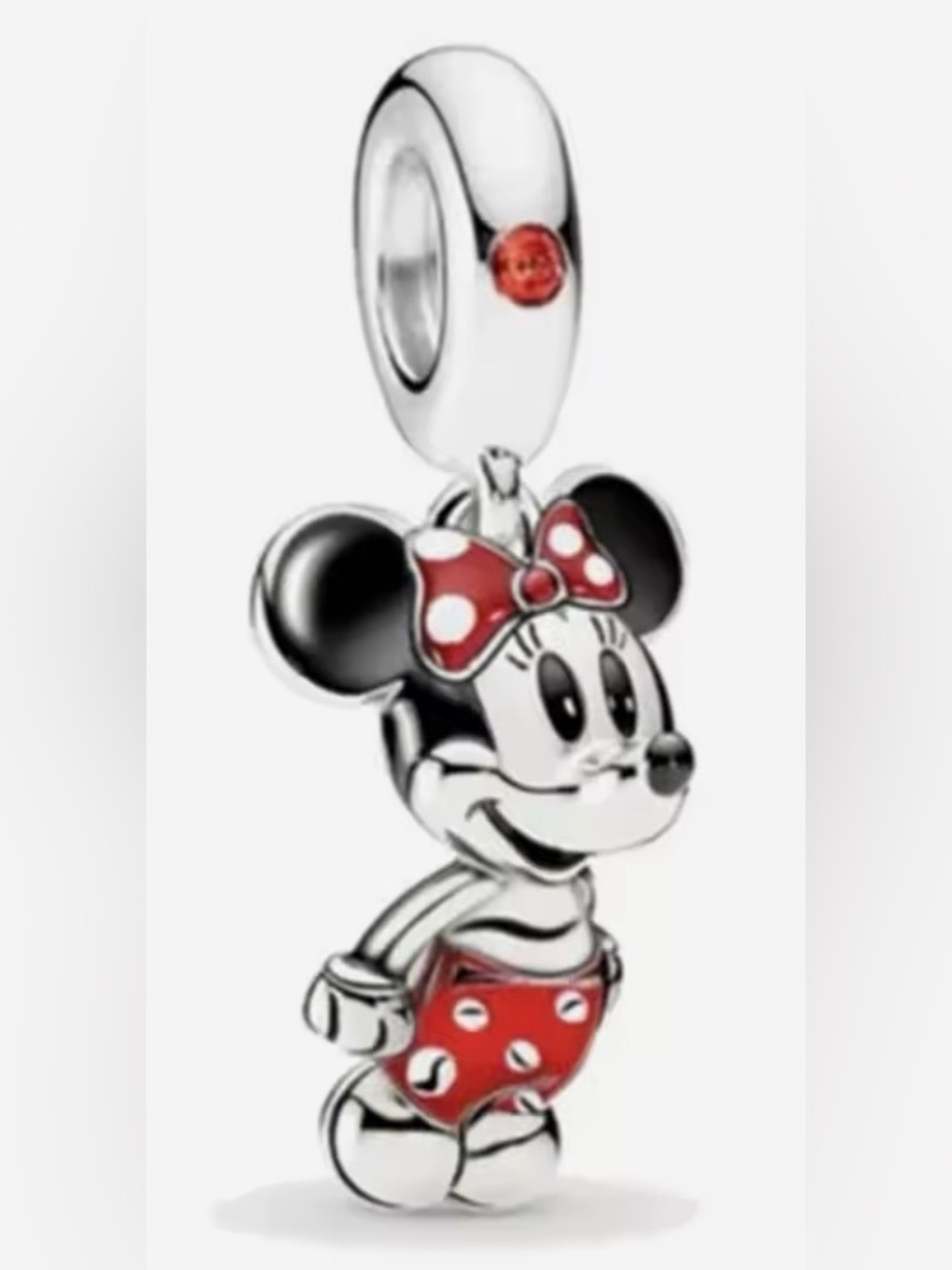 Silver, Red & Black Minnie Mouse Dangle Disney  Charm